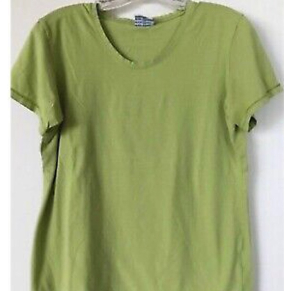 Columbia Sz L Green Lime Round Neck Short Sleeve Cotton Top